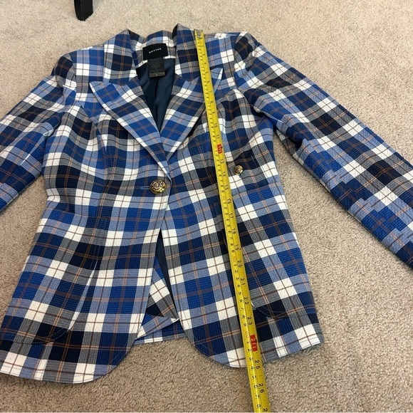 Smythe Patch Pocket Duchess Blazer in Blue & White Plaid Sz 4 NWOT preppy classy - Picture 13 of 16